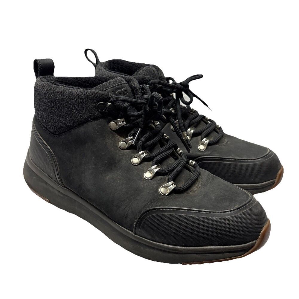 UGG Olivert Grizzly Black Waterproof Leather Hiker Snow Boots Shoes Mens 9.5